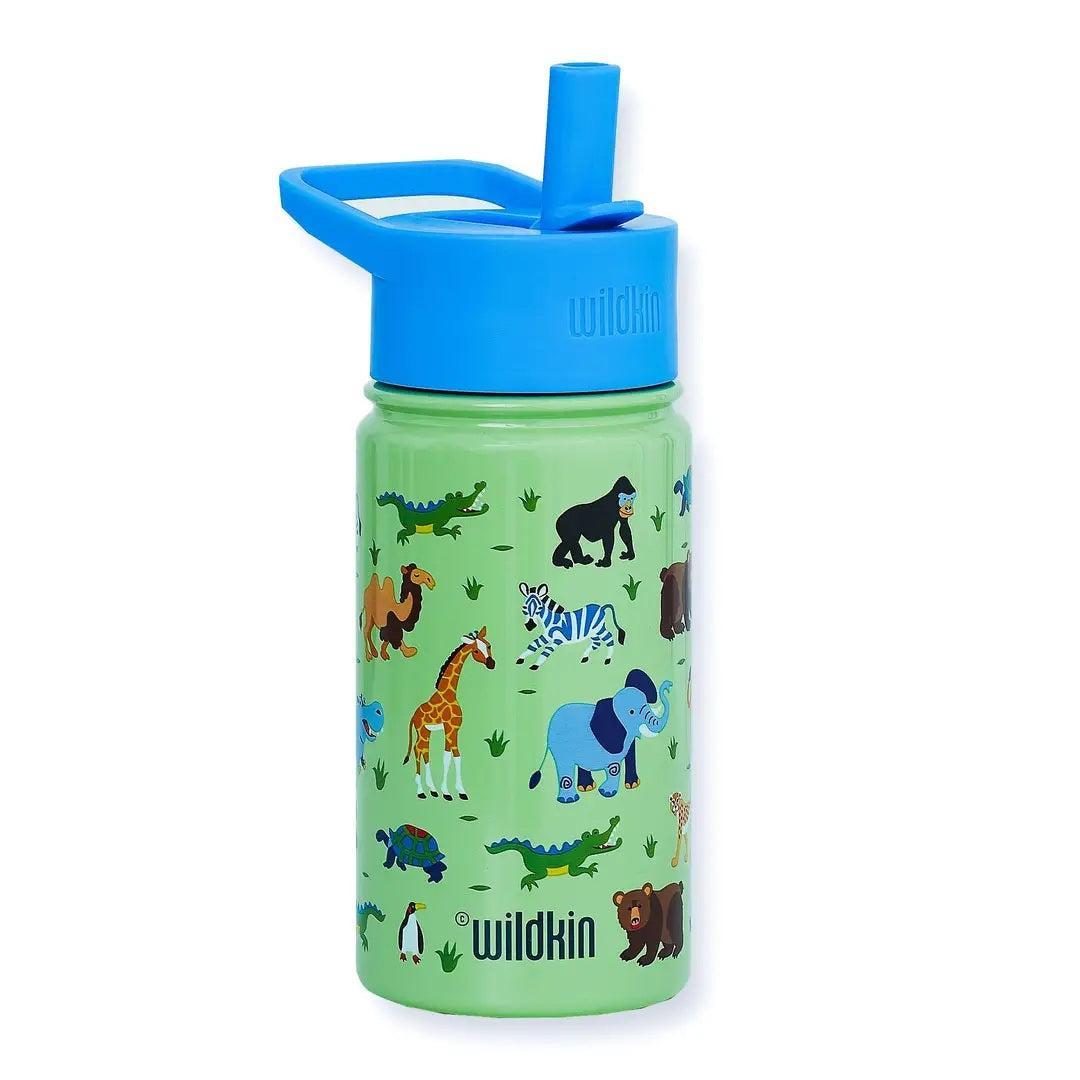 Insulated 14 oz Stainless Steel Water Bottle w/ Straw - Wild Animals